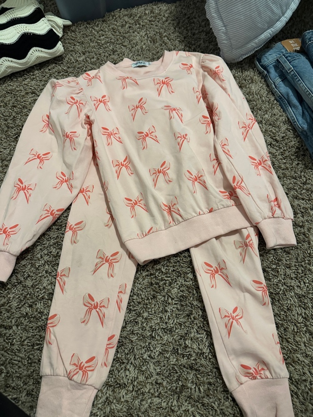 Kids Pink Bow-Print set